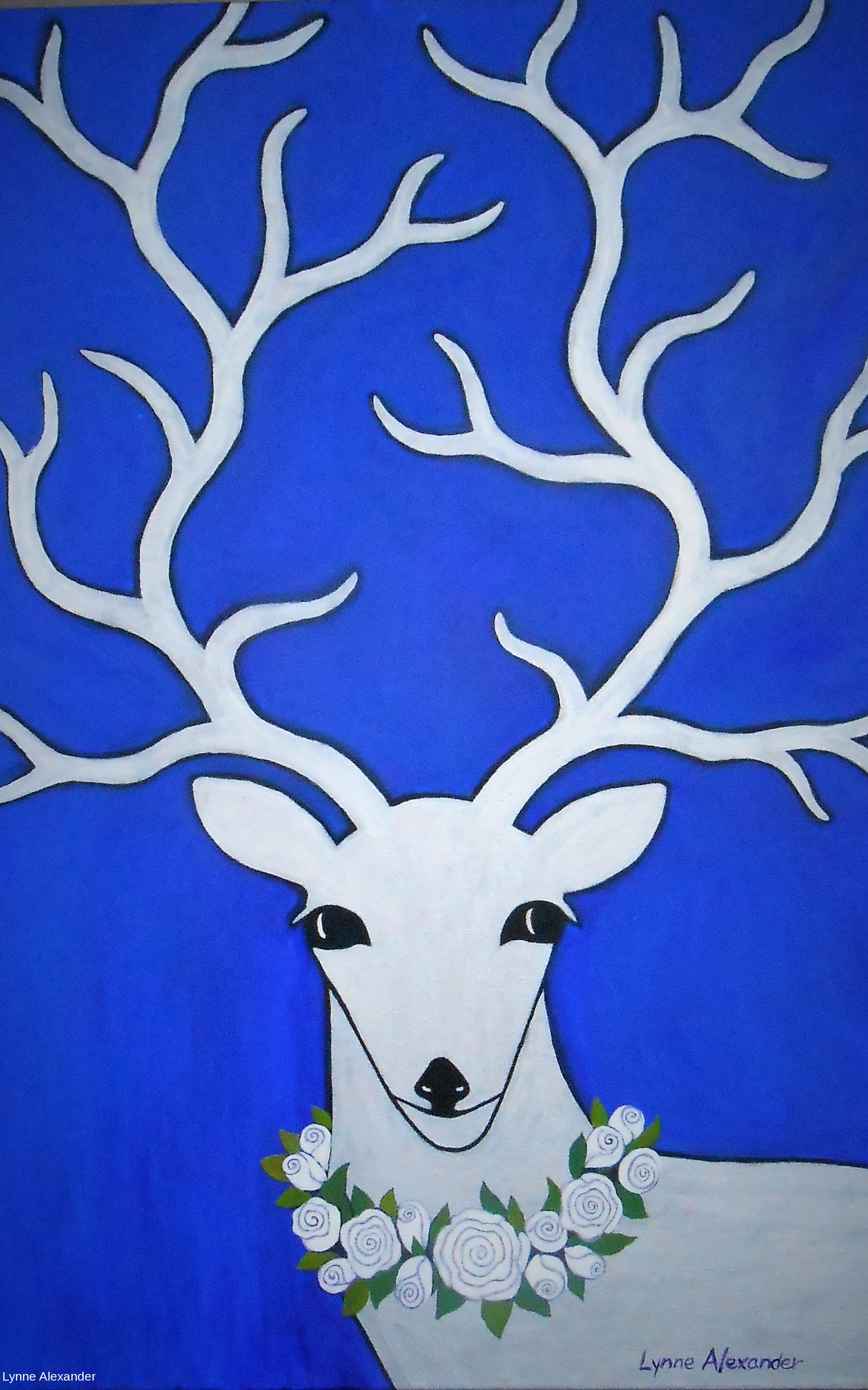Deer with White Rose Necklace